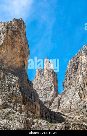 Vajolet Towers im Catinaccio, Trentino, Italien Stockfoto