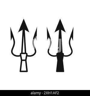 trident und poseidon Icon Logo Zeichen Vektorumriss in schwarz-weiß Farbe Stock Vektor