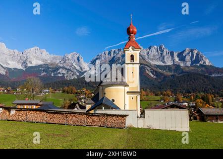 Blick auf den Wilden Kaiser, Tirol, Österreich Stockfoto