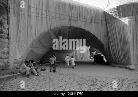 Die Pont Neuf Wrapped, Werk von Christo und Jeanne Claude. Paris, 22. September 1985 Stockfoto