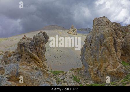 LaFrance; Hautes-Alpes Col de l'Izoard, Queyras-Massiv, Landschaft der Casse-Wüste Stockfoto