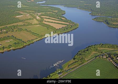 France, Yonne, Lac du Bourdon ist ein künstlicher See in der Nähe von Saint-Sauveur-en-Puisaye (Luftaufnahme) Stockfoto