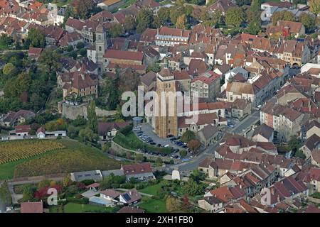 Frankreich, Jura Arbois, aus der Vogelperspektive der Weinstadt Stockfoto