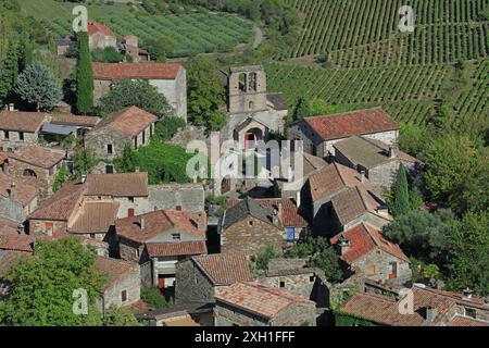 Frankreich, Ardèche, Naves, Dorfcharakter Ardèche, allgemeine Ansicht Stockfoto