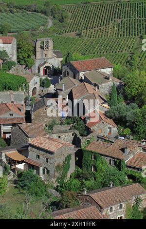 Frankreich, Ardèche, Naves, Dorfcharakter Ardèche, allgemeine Ansicht Stockfoto