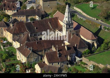 Frankreich, Jura, Baume-les-Messieurs, zertifiziertes Dorf, l'Abbaye Saint-Pierre de Baume-les-Messieurs Stockfoto