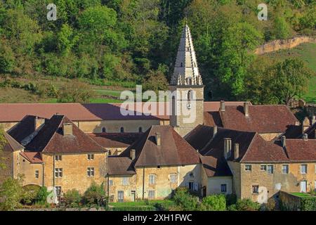 Frankreich, Jura, Baume-les-Messieurs, zertifiziertes Dorf, l'Abbaye Saint-Pierre de Baume-les-Messieurs Stockfoto