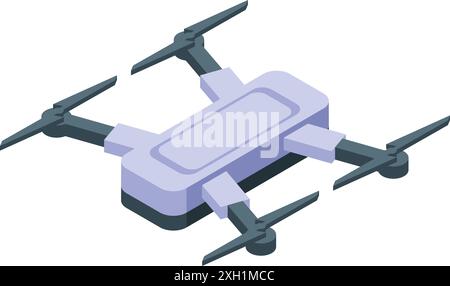 Eine moderne Drohne mit vier Propellern fliegt und bietet einen Einblick in die Zukunft der Technologie und der Luftqualität Stock Vektor