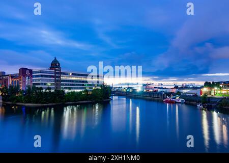 Medienhafen Media Harbor, Haus Plange-Mühle Düsseldorf Düsseldorf und Neanderland Nordrhein-Westfalen, Nordrhein-Deutschland Stockfoto