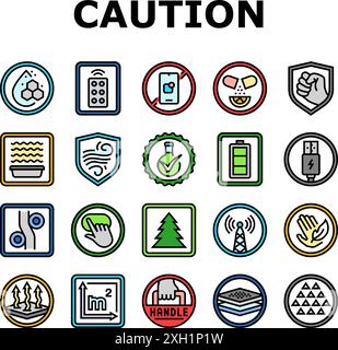 Warnhinweis-Warnsymbole für das Produkt legen den Vektor fest Stock Vektor
