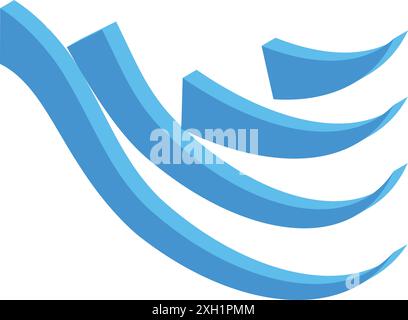 Blaue abstrakte Wellen überlappen sich und bilden ein modernes Logo-Designelement Stock Vektor