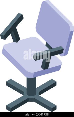 Komfortabler Bürostuhl mit Armlehnen und Rädern auf Drehfuß, isometrische 3D-Illustration Stock Vektor