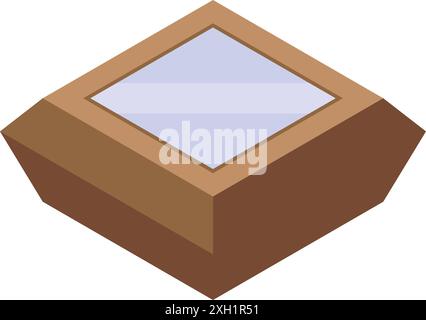 Holzkiste mit Glas nach innen, isometrische Ansicht der Verpackung wertvoller Gegenstände Stock Vektor
