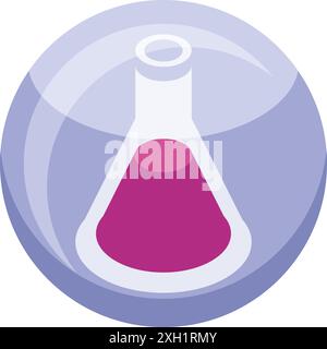 Laborglas mit rosafarbener Flüssigkeit für chemische Forschung und wissenschaftliche Experimente Stock Vektor