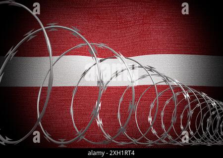 Nationalflagge und Stacheldraht – 3D-Abbildung Stockfoto