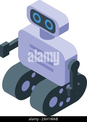Futuristischer Roboter mit Rädern navigiert durch seine Umgebung und präsentiert fortschrittliche Technologie Stock Vektor
