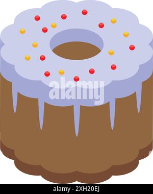 Isometrik eines köstlichen, mit Glasur und Streuseln überzogenen Kuchens, perfekt für eine Geburtstagsfeier Stock Vektor