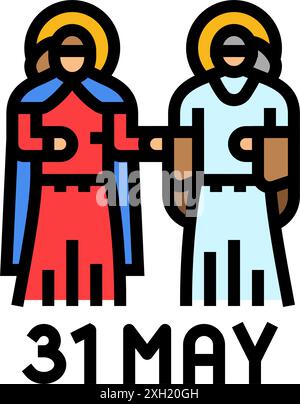 Visitation von maria fest katholischer Feiertag Farbe Symbol Vektor Illustration Stock Vektor