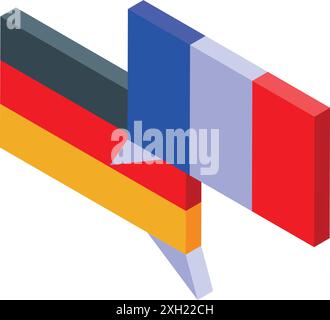 Deutsche und französische Flaggen treffen sich zusammen und symbolisieren internationale Kommunikation und Zusammenarbeit Stock Vektor