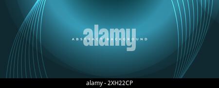 Blauer moderner abstrakter Hintergrund. Vektorillustration geometrisches breites Banner mit Kreisformen und Neonlinien. Stock Vektor