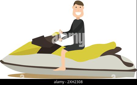 Jet Ski Vektor Illustration in flacher Art Stock Vektor