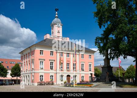Marktplatz und historisches Rathaus von Templin, Uckermark, Brandenburg, Deutschland, Europa Stockfoto