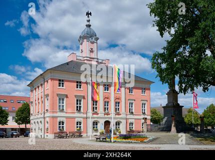 Marktplatz und historisches Rathaus von Templin, Uckermark, Brandenburg, Deutschland, Europa Stockfoto