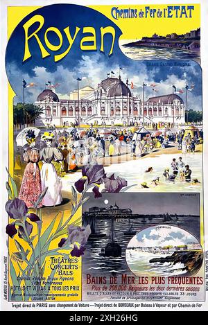 Vintage-Reiseplakat - FRAIPONT Gustave - Royan Bains de Mer les plus fréquentés Stockfoto