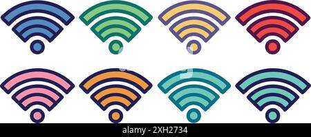 Wi-Fi-Symbol zum Festlegen verschiedener Typen auf weißem Hintergrund Stock Vektor