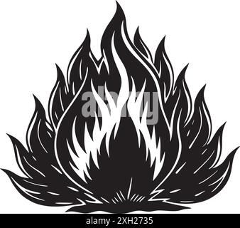 Feuer, Schwarzweiß-Vektor-Illustration Stock Vektor