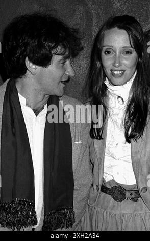 Shelley Duvall ist gestorben. Shelley Duvall & Robin Williams nahmen an einer Party Teil, die die Veröffentlichung von TIME BANDITS in der Underground Disco in New York City feierte. Januar 1981 Credit: Walter McBride/MediaPunch Stockfoto