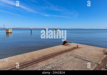 Pier am Tejo bei Belem, Lissabon, Portugal Stockfoto