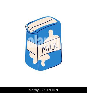 Kühe Icon Milchverpackung in flacher Form. Design für Milchgetränk-Druck, Schild, Symbol. Vektorillustration auf weißem Hintergrund isoliert. Stock Vektor