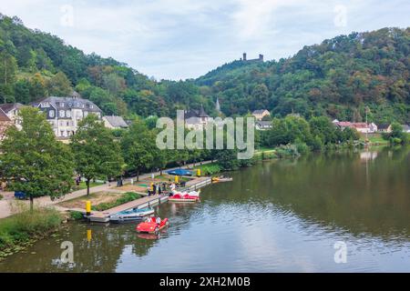 fluss Lahn, Schloss Schaumburg Schloss Balduinstein Lahntal Rheinland-Pfalz, Rheinland-Palat Deutschland Stockfoto