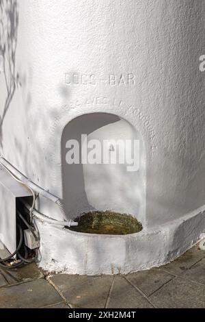 Nizza, Frankreich - 31. Januar 2018: Dogs Bar Clean Water Fountain for Pets at Street Corner. Stockfoto