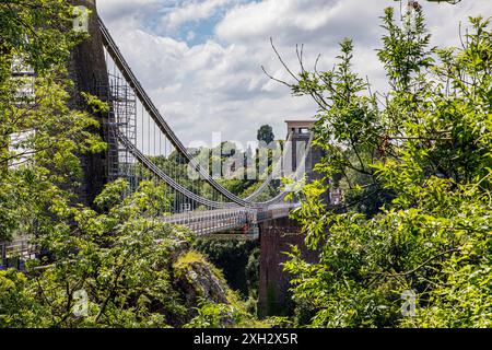 CLIFTON HÄNGEBRÜCKE, CLIFTON, BRISTOL, UK, 11. JULI 2024. Clifton Suspension Bridge, Clifton, Bristol, wo am 10. Juli 2024 menschliche Überreste in zwei Koffern gefunden wurden. (Bild am 21. Juni 2024) Credit John Rose/Alamy Live News Stockfoto