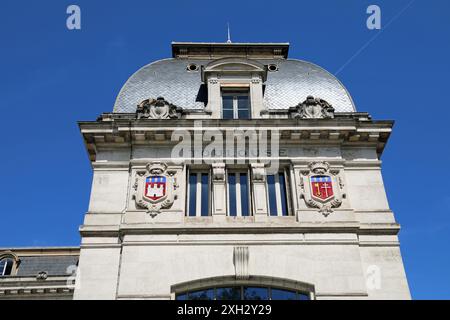 Detail des historischen Bahnhofsgebäudes, entworfen von Marius Toudoire in Toulouse Stockfoto