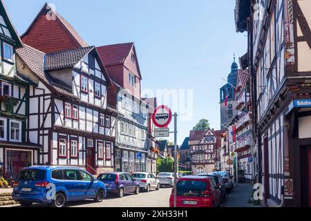 Bad Sooden-Allendorf: Altstadt, Fachwerkhäuser, Kirche St. Crucis in Allendorf in Nordhessen, Hessen, Hessen, Deutschland Stockfoto
