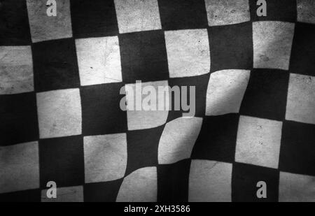 Grunge kariert schwarz / weiß Rennflagge Stockfoto