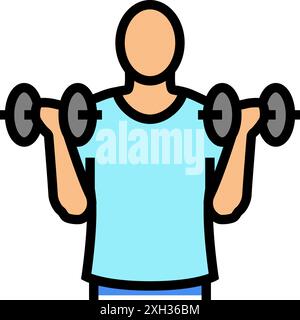 Bizeps Curls Arm Fitness Übung Farbe Symbol Vektor Illustration Stock Vektor