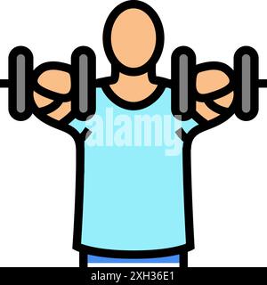 Vorderseite hebt Arm Fitness Übung Farbe Symbol Vektor Illustration Stock Vektor