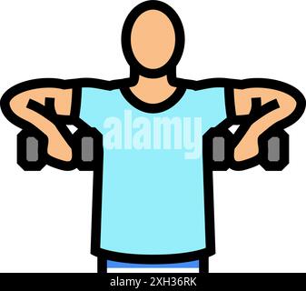 Aufrechte Reihen Arm Fitness Übung Farbe Symbol Vektor Illustration Stock Vektor