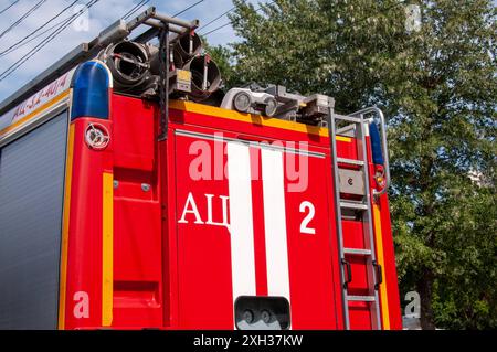 Feuerwehrauto auf der Straße Samara Region Russland Copyright: XSvetlanaxVozmilovax Vozmilova5242 Stockfoto