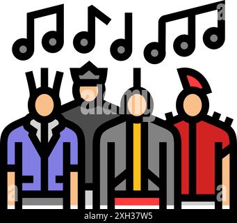 Punkbands Subkulturstil Farbe Symbol Vektor Illustration Stock Vektor
