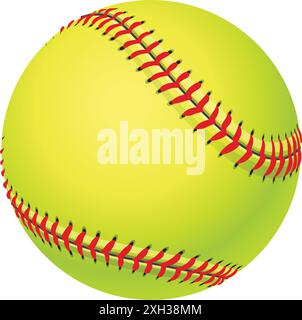 Realistischer klassischer gelber Softball-Zeichentrick schattierte Softball-Symbol-Vektor isoliert auf transparentem Hintergrund Stock Vektor