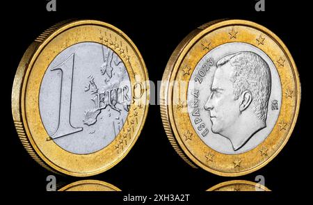 2023 1 spanische Euro-Münze mit König Filipe VI Stockfoto