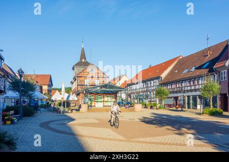 Herzberg am Harz: Marktplatz, altes Rathaus im Harz, Niedersachsen, Deutschland Stockfoto