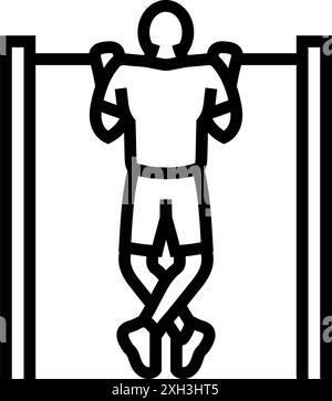 Kinn ups Arm Fitness Übung Linie Symbol Vektor Illustration Stock Vektor