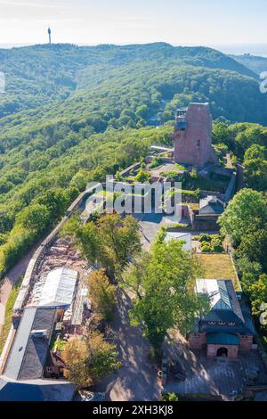 Kyffhäuserland: Reichsburg Schloss Kyffhausen, Oberburg, Kulpenberg mit Fernsehturm, Blick vom Kyffhäuser Denkmal in Kyffhäuser, Stockfoto