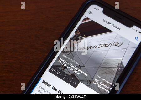 Morgan Stanley Website. Morgan Stanley ist ein führendes Finanzunternehmen, das Investmentbanking, Wertpapiere, Vermögensverwaltung und Anlagemanagement anbietet Stockfoto